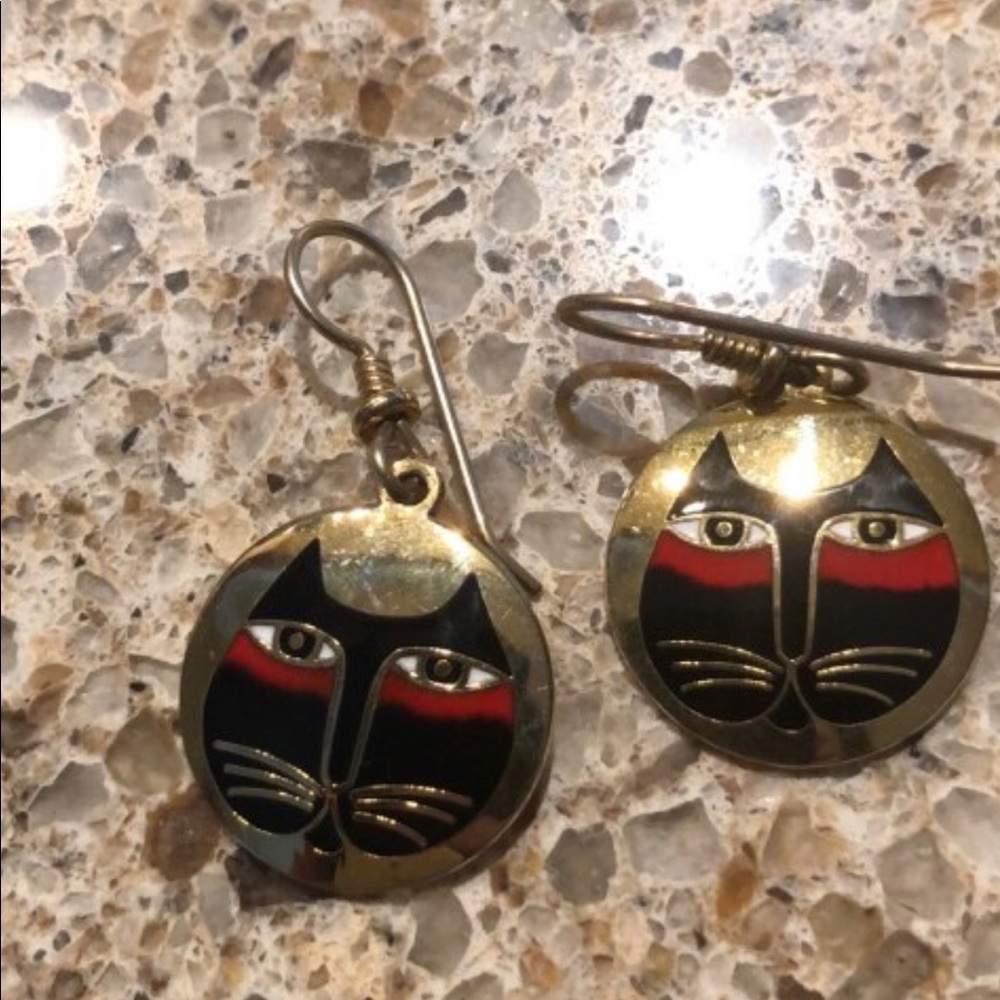 Laurel Burch. Moon Cat Earrings